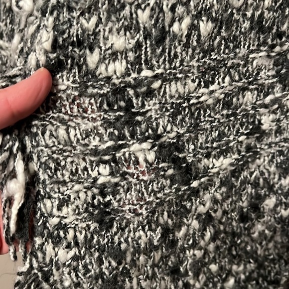 Chicos Black White Marled Fringe Vest Open Long Knit Sweater Cardigan Duster S - Picture 7 of 14